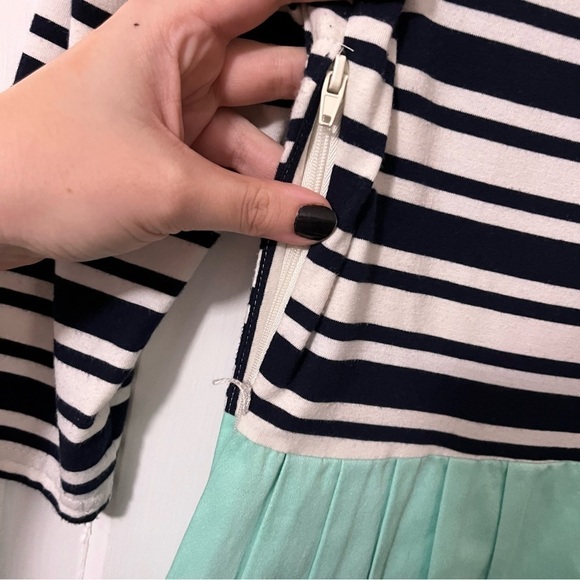 ModCloth Striped Dress Teal Black White Small U - Picture 5 of 7